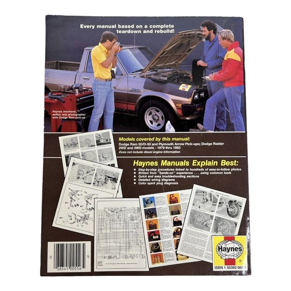 Haynes Dodge 50-D-50 Pick Up Truck & Raider Repair Manual 1979-1993 Arrow - Picture 2 of 8